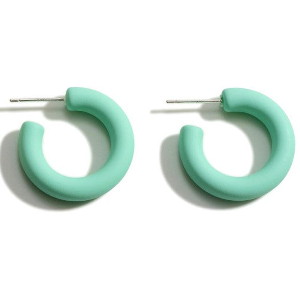 Green Matte Hoop Earrings
